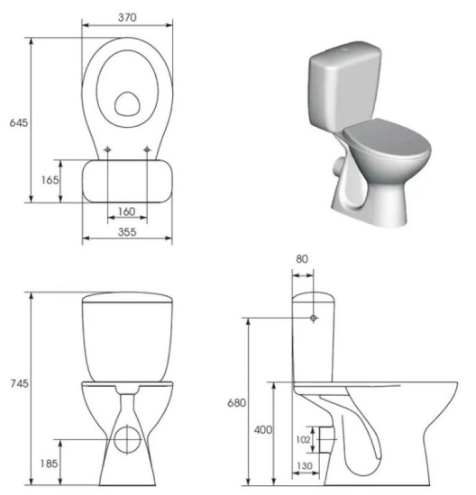 Унітаз-компакт Cersanit 814 NAXOS 010 3/6 TS PP (K08-188)