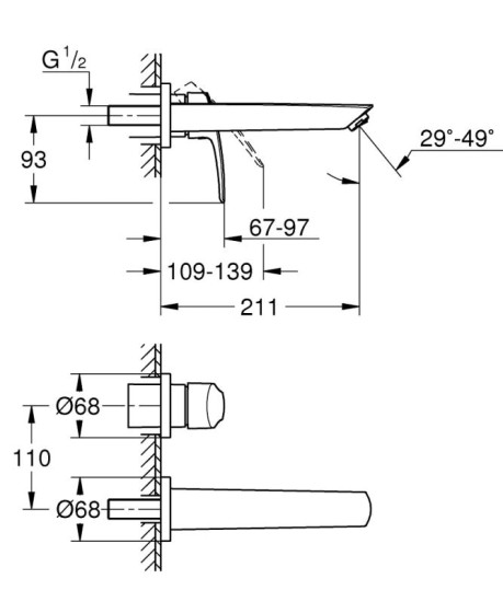 Змішувач для раковини прихованого монтажу Grohe Eurosmart M-Size (293382433) чорний