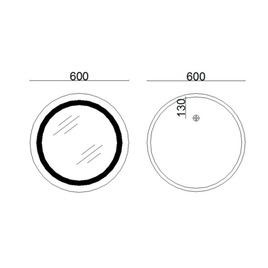 Зеркало Lidz Aria R600 с LED-подсветкой Touch, с антизапотеванием, с диммером LD78LR600