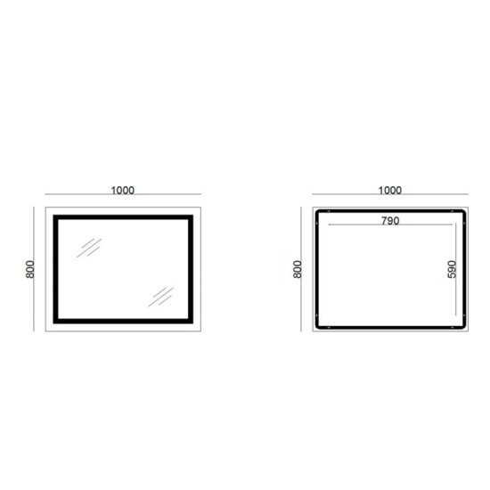 Дзеркало Lidz Kubis 1000х800 з LED-підсвічуванням Touch, з антизапотіванням, з диммером LD78LF61410080
