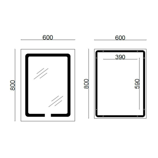 Дзеркало Lidz Kubis 600х800 з LED-підсвічуванням Touch, з антизапотіванням, з диммером LD78LF9376080