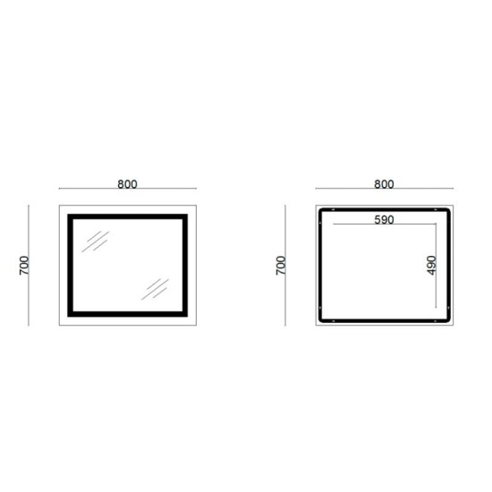 Зеркало Lidz Kubis 700х800 с LED-подсветкой Touch, с антизапотеванием, с диммером Reverse LD78LF9048070