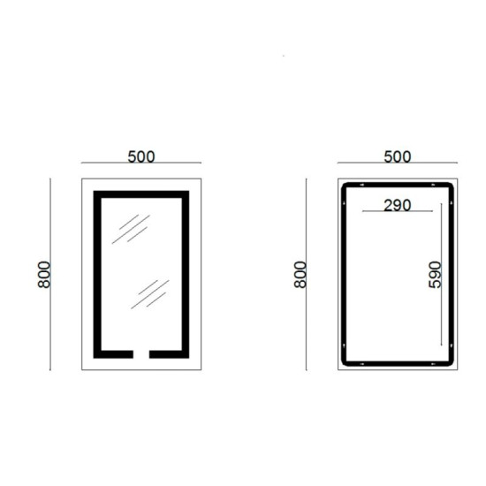 Дзеркало Lidz Kubis 800х500 з LED-підсвічуванням Touch, з антизапотіванням, з диммером LD78LF9365080