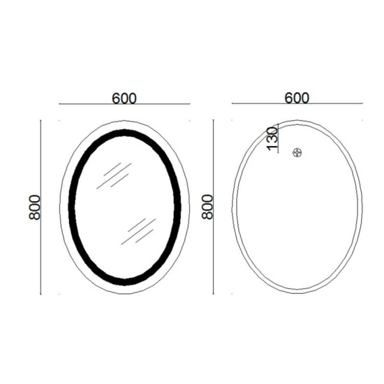 Дзеркало Lidz Vida 800х600 з LED-підсвічуванням Touch, з антизапотіванням, з диммером LD78LF6080