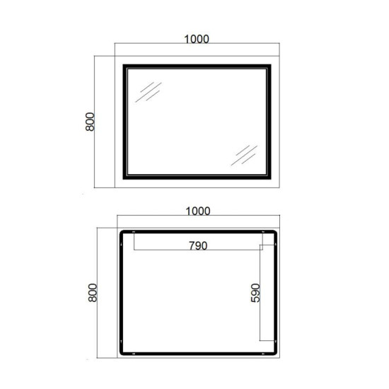 Дзеркало Qtap Cardinal 1000х800 з LED-підсвічуванням Touch, з антизапітнінням, з диммером, QT0478C10080