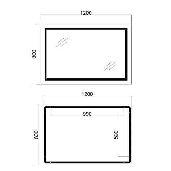 Дзеркало Qtap Cardinal 1200х800 з LED-підсвічуванням Touch, з антизапітнінням, з диммером, рег. темп. кольори (3000-6500K) QT0478C12080