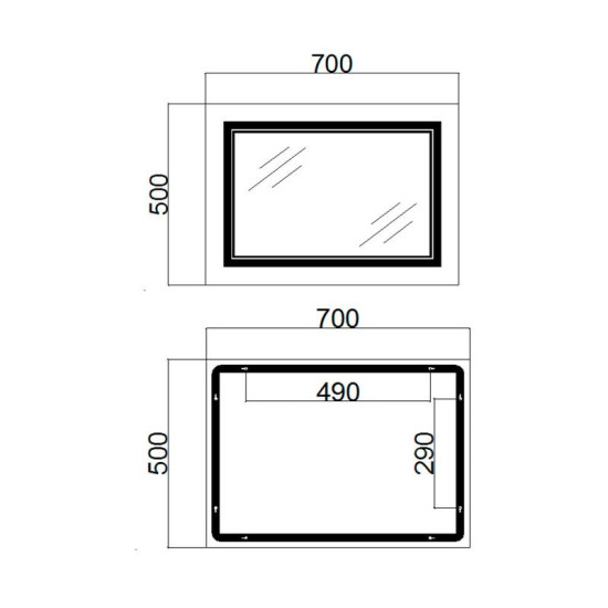 Зеркало Qtap Cardinal 700х500 с LED-подсветкой Touch, с антизапотеванием, с диммером, QT0478C5070