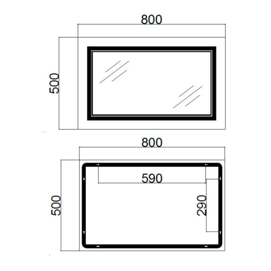 Зеркало Qtap Cardinal 800х500 с LED-подсветкой Touch, с антизапотеванием, с диммером, QT0478C5080