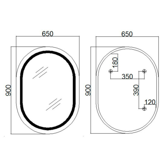 Зеркало Qtap Gemini 650х900 с LED-подсветкой Touch, с антизапотеванием, с диммером, QT2578R6590