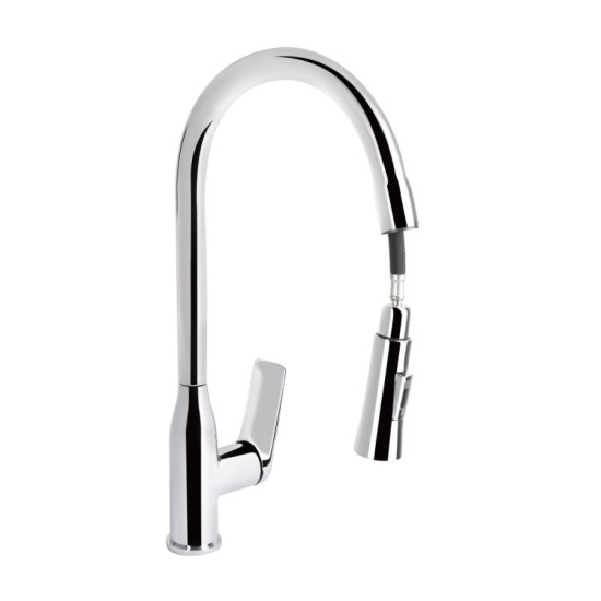 Кухонный смеситель Qtap Vlasta New с выдвижным изливом QTVLA344CRM45646 Chrome