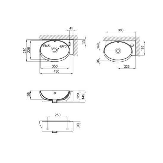 Раковина Qtap Leo 430x290x140 White QT11111008RW