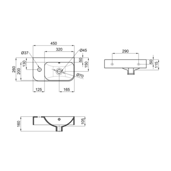 Раковина Qtap Tern 450х260х155 White QT1711H02LW