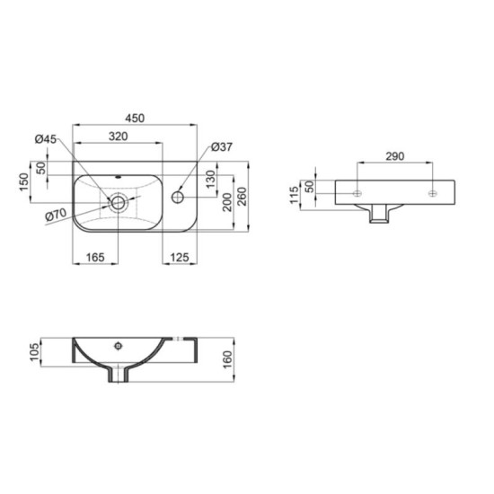 Раковина Qtap Tern 450х260х155 White QT1711H02RW