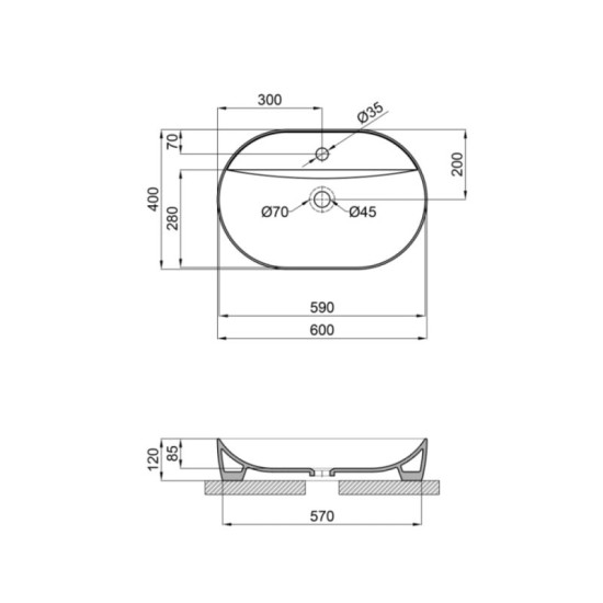 Раковина Qtap Scorpio 610x400x120 Matt black QT142203MBMBN