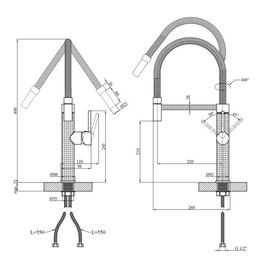 Кухонный смеситель Kroner KRP Ersel - SCH03999 (CV033802)