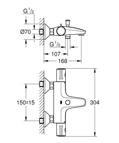 Змішувач термостатичний для ванни Grohe Grohtherm 800 1022032430