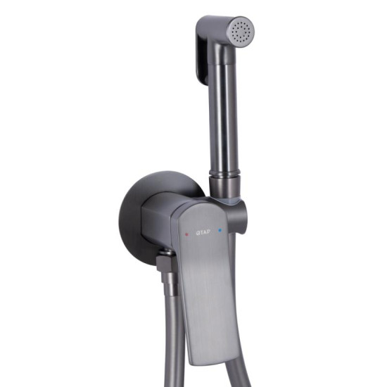 Гигиенический душ со смесителем Qtap Slavonice округлый QTSLA262GMB45916 Gunmetal Black PVD