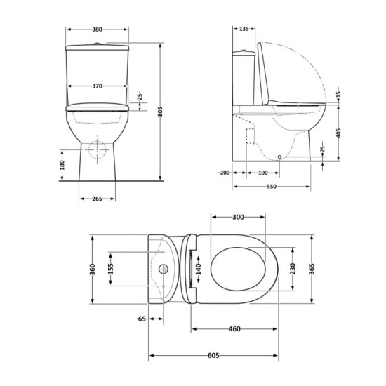Унитаз-компакт Qtap Grand Ultra Quiet безободковый с сиденьем Soft-close WHITE QT26228301W