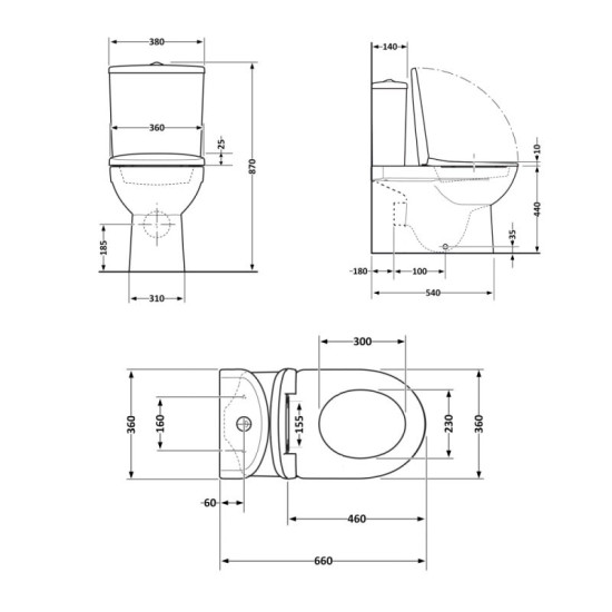 Унітаз-компакт Qtap Robin New Ultra Quiet безободковий з сидінням Soft-Close WHITE QT13226083AW