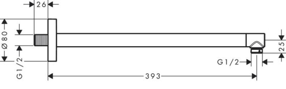 Кронштейн для верхнего душа Hansgrohe S 390 мм, Chrome (24357000)