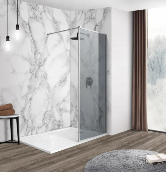 Душова перегородка Imprese WALK-IN з профілем та тримачем, 100x200 скло тоноване s09110001GR
