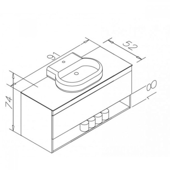 Тумба под раковину Imprese Black Edge 90 со столешницей f32119W(1) белая