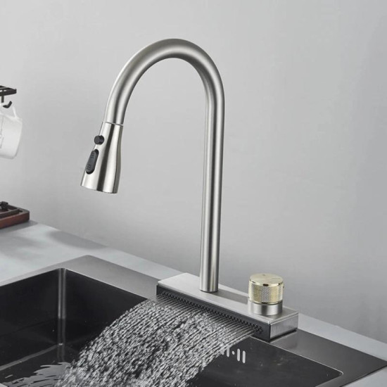Кухонный смеситель Platinum "Водопад" ZS84 (brushed)