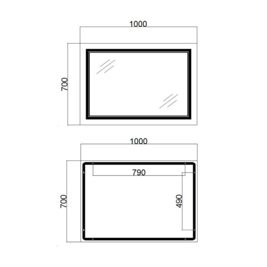 Дзеркало Qtap Cardinal 1000х700 з LED-підсвічуванням Touch, з антизапітнінням, з димером QT0478C10070