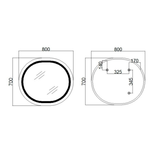 Зеркало Qtap Gemini 800х700 с LED-подсветкой Touch, с антизапотеванием, с диммером QT2578R8070