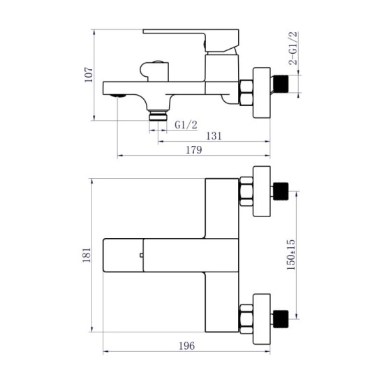 Змішувач для ванни Qtap Gemini QTGEM259CRW45683 Chrome/White