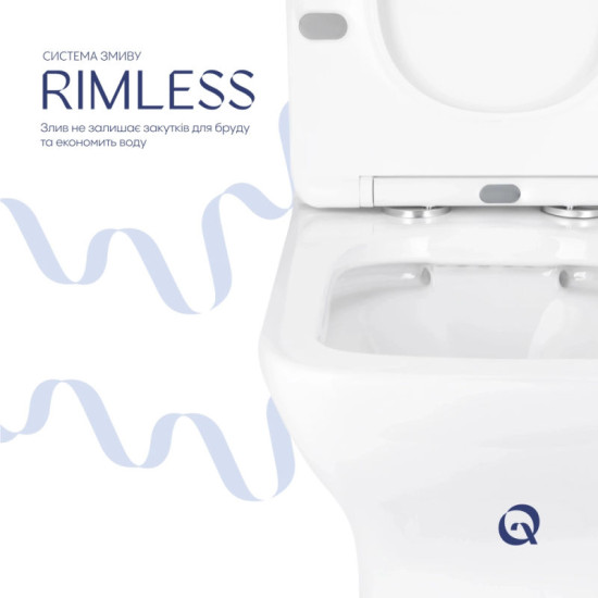 Унітаз-компакт Qtap Aries Rimless безободковий з сидінням Soft-close WHITE QT03228302W