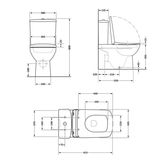 Унітаз-компакт Qtap Aries Rimless безободковий з сидінням Soft-close WHITE QT03228302W
