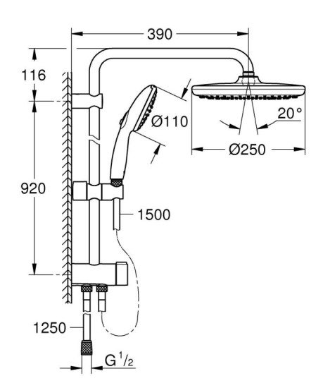 Душевая система Grohe QuickFix Vitalio Start 250 26989001
