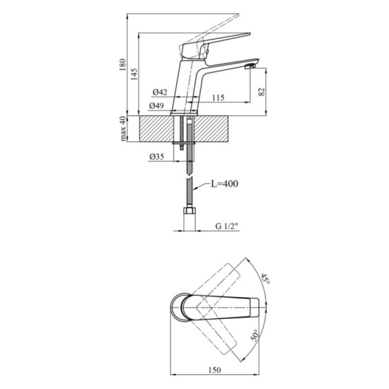 Змішувач для раковини Kroner KRP Dorn - C010 (CV033918)