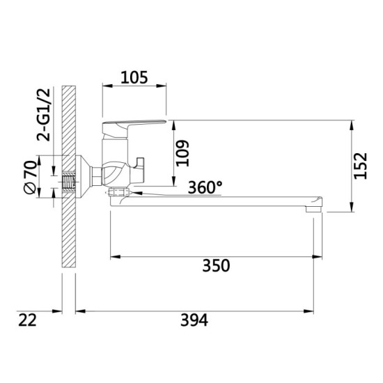 Змішувач для ванни Qtap Leo New QTLEO2601CRM45562 Chrome