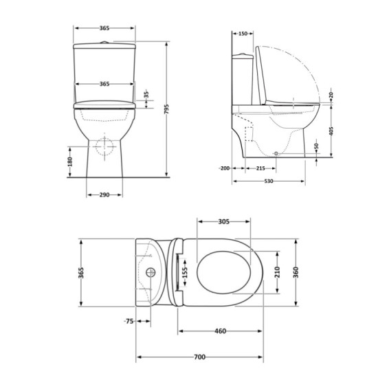 Унитаз-компакт Qtap Kolibri Ultra Quiet безободковый с сиденьем Soft-close WHITE QT10226380W