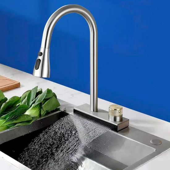 Кухонный смеситель Mixxus FOL-017 Graphite "водопад" (MI6344)