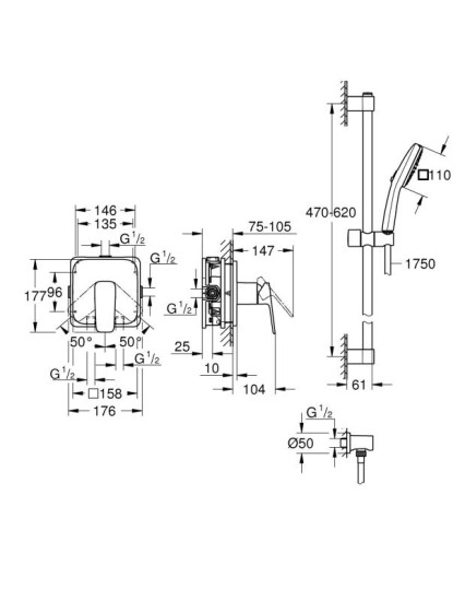 Душевая система Grohe Cubeo Tempesta 110 1053352430