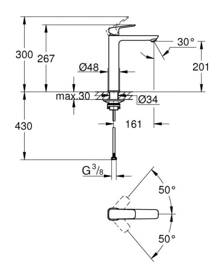 Змішувач для раковини Grohe Cubeo 1017292430
