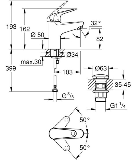Змішувач для раковини Grohe QuickFix Swift 24318001