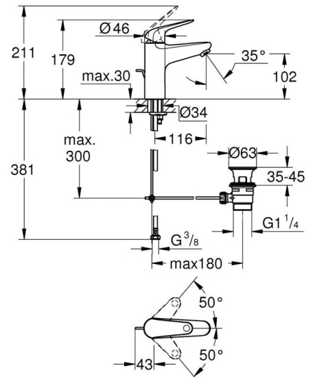 Змішувач для раковини Grohe QuickFix Swift 24325001