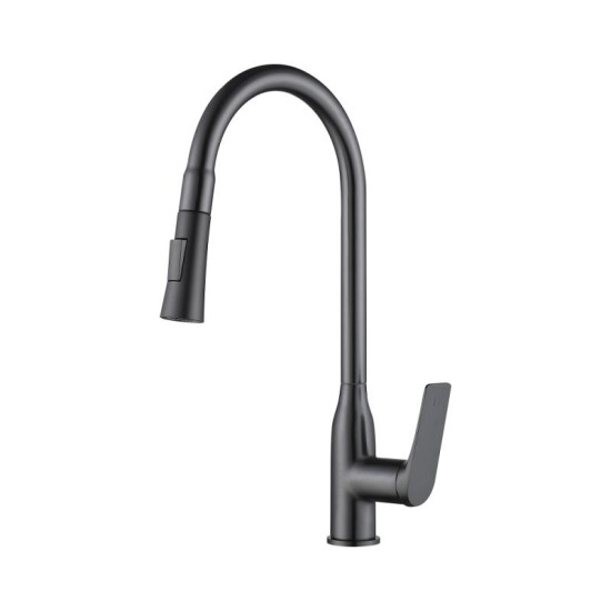 Кухонный смеситель с выдвижным изливом Qtap Vlasta New QTVLA344GMB45647 Gunmetal Black PVD