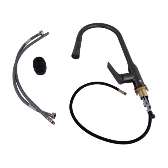 Кухонный смеситель с выдвижным изливом Qtap Vlasta New QTVLA344GMB45647 Gunmetal Black PVD