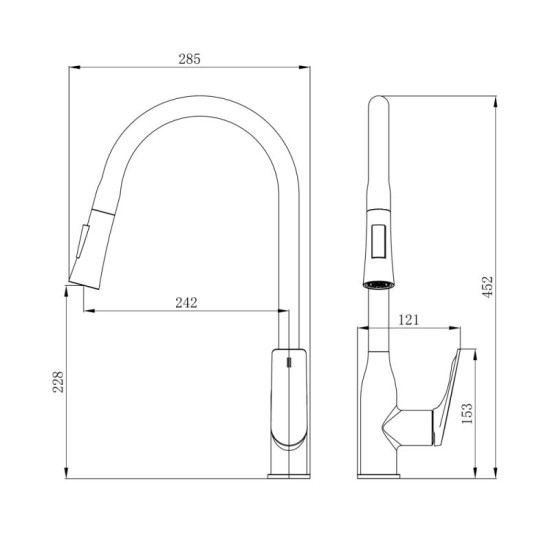 Кухонный смеситель с выдвижным изливом Qtap Vlasta New QTVLA344GMB45647 Gunmetal Black PVD