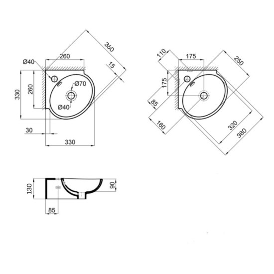 Раковина Qtap Leo 390x365x130 White QT11115010WN