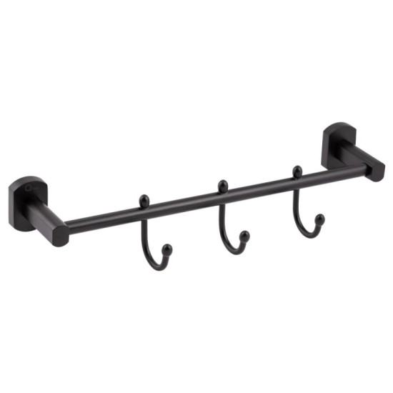 Тримач для рушників Qtap Liberty 3 гачка 365 мм QTLIBBLM1154-3 Black