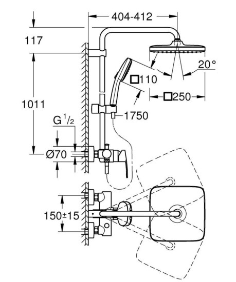 Душевая система Grohe Tempesta Cosmopolitan System 250 26692001