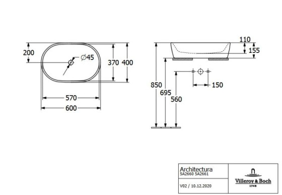 Раковина Villeroy&Boch Architectura 5A266001