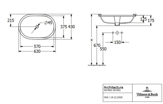 Раковина Villeroy&Boch Architectura 5A766001