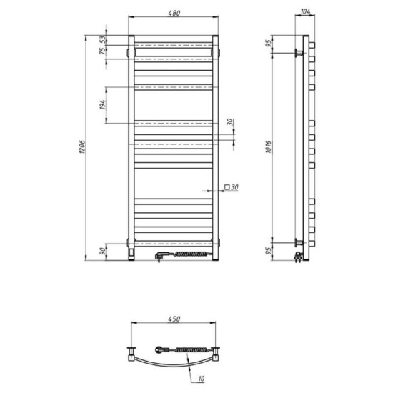 Рушникосушарка Navin Avalon 480х1200 Sensor 12-103053-4812 правий, білий